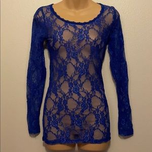 By Together Blue Floral Lace Shirt